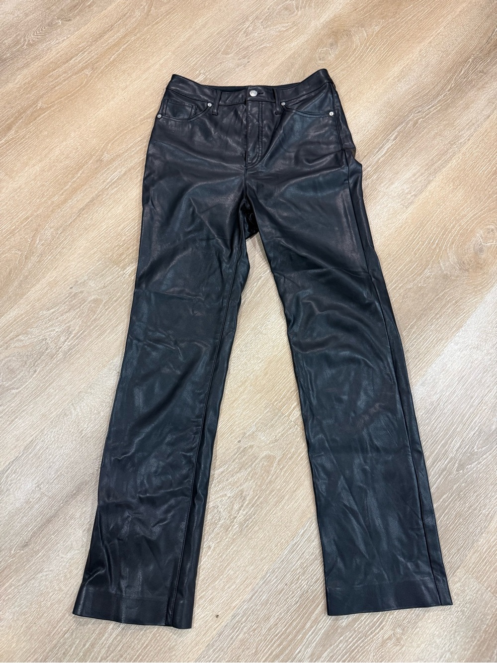 Express Black Faux Leather Straight-Leg Women's Jeans